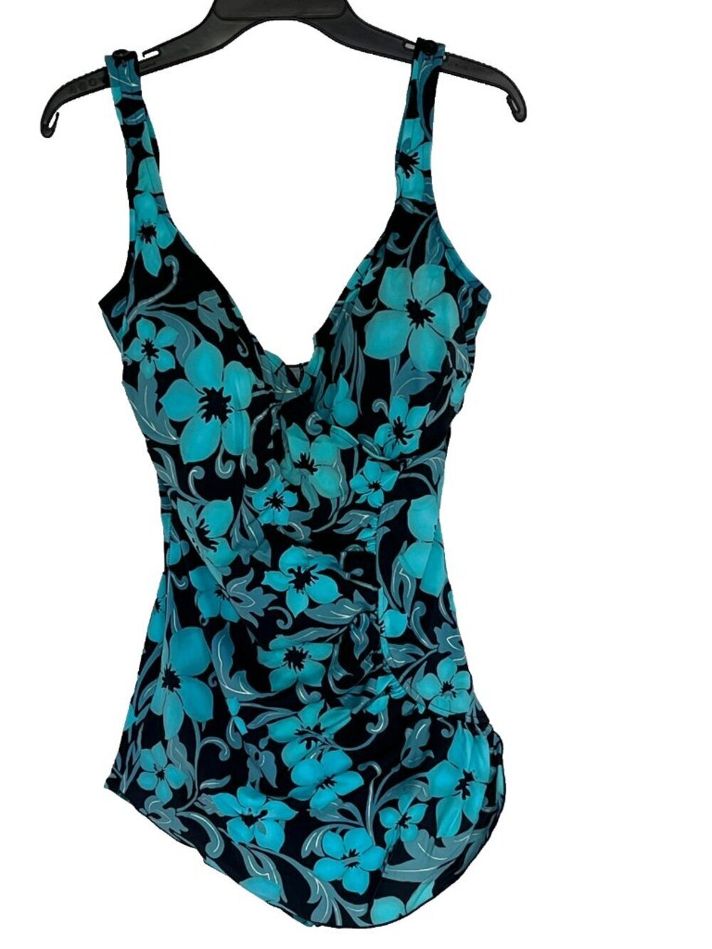 Maxine One-PieceSwimsuit Black Aqua Floral size 18